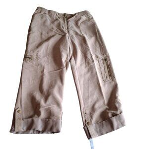 Chico’s Utility Cargo Pants Size 2 Large Beige Y2K Coastal Grannycore Beach